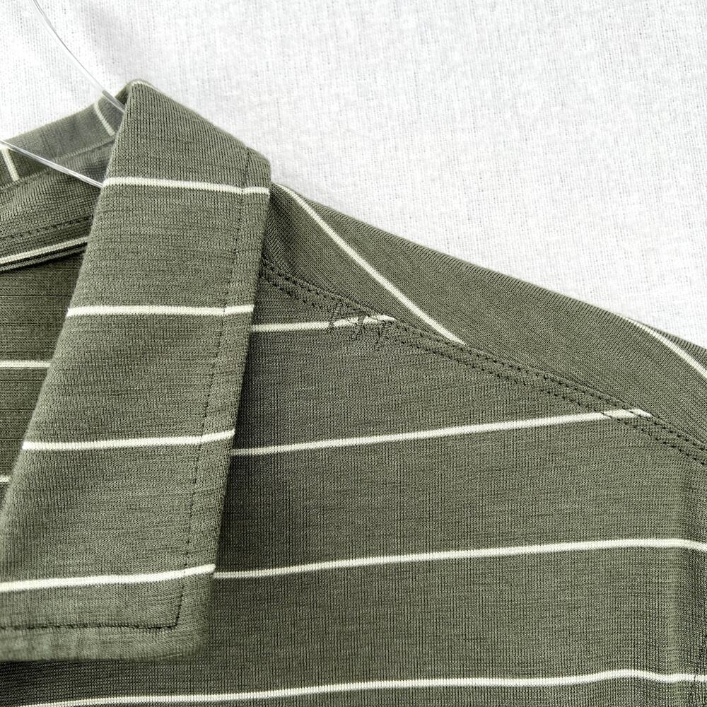 LULULEMON Evolution Short Sleeve Polo Shirt Mens XS Green Nevis Striped Sage - Picture 12 of 15